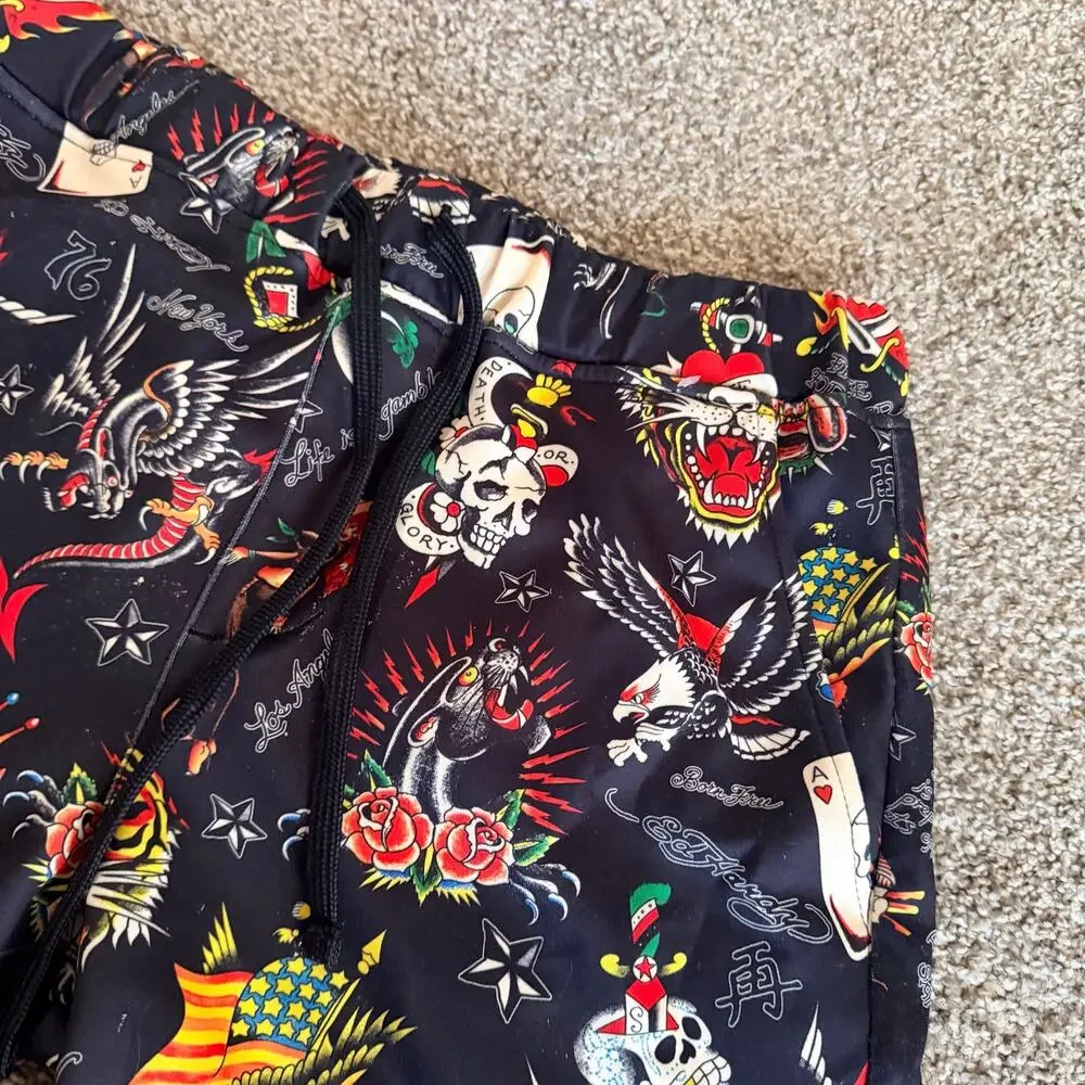 Ed Hardy Tattoo Print Swim Shorts Mens Small